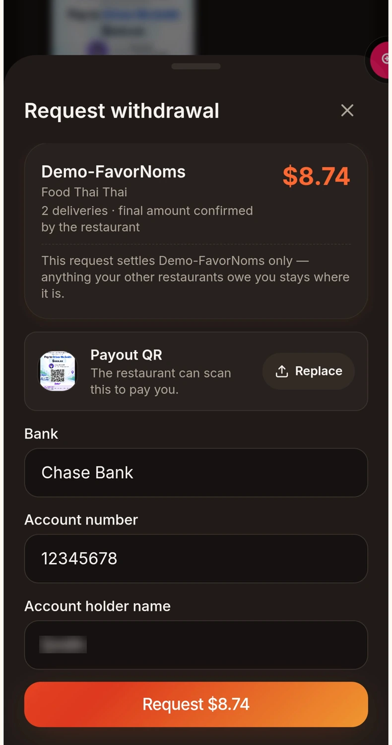 Driver · FavorGo · driver payout