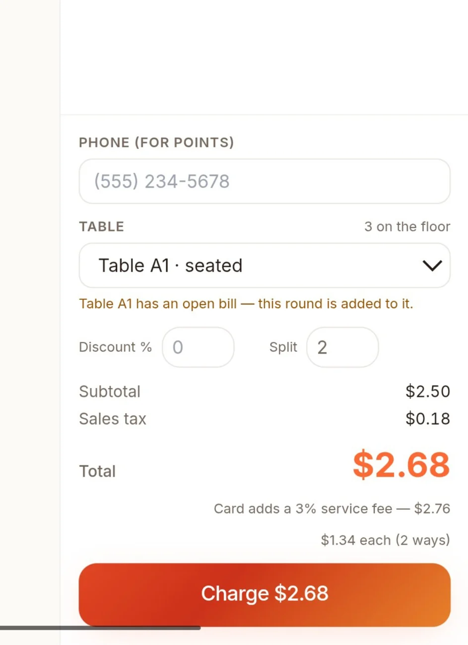 Server · table bill